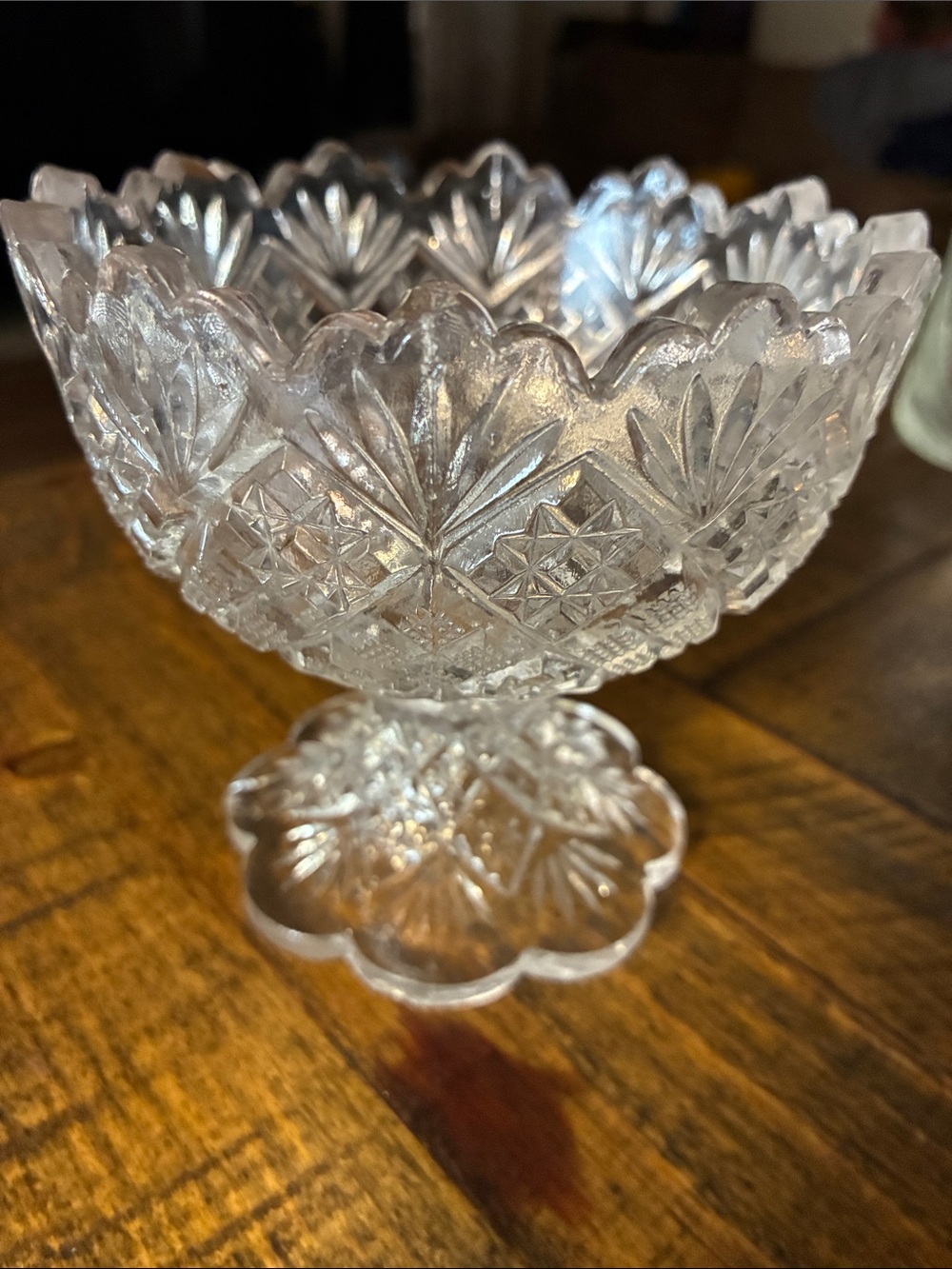 Cut Crystal Pedestal Compote Bowl - Clear